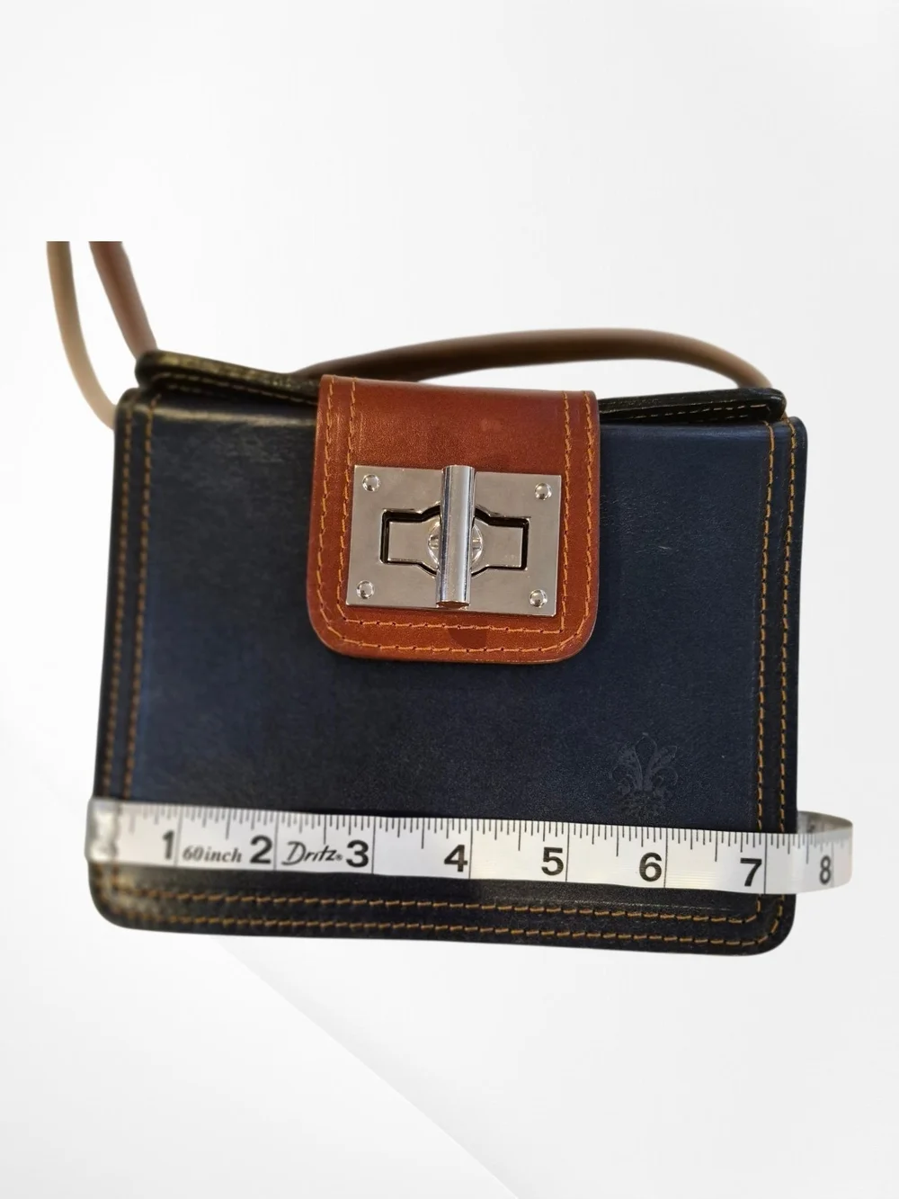 Vera Pelle Italian Leather Two-Tone Mini Structured Crossbody